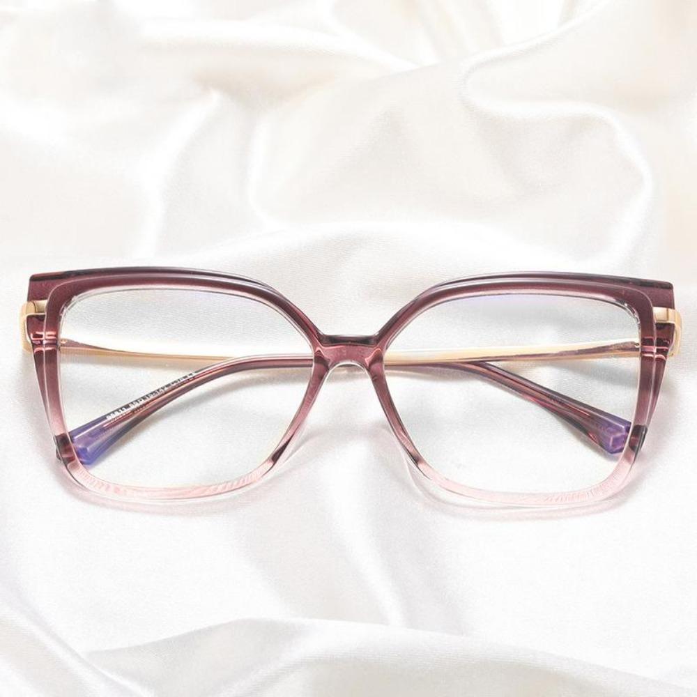 Stilvolle Optik Minus Myopie Brille Damen Leopard Übergroße Quadratische Brillenrahmen Metall Computer Anti Blaulicht Brille 0~-6. myopia-50