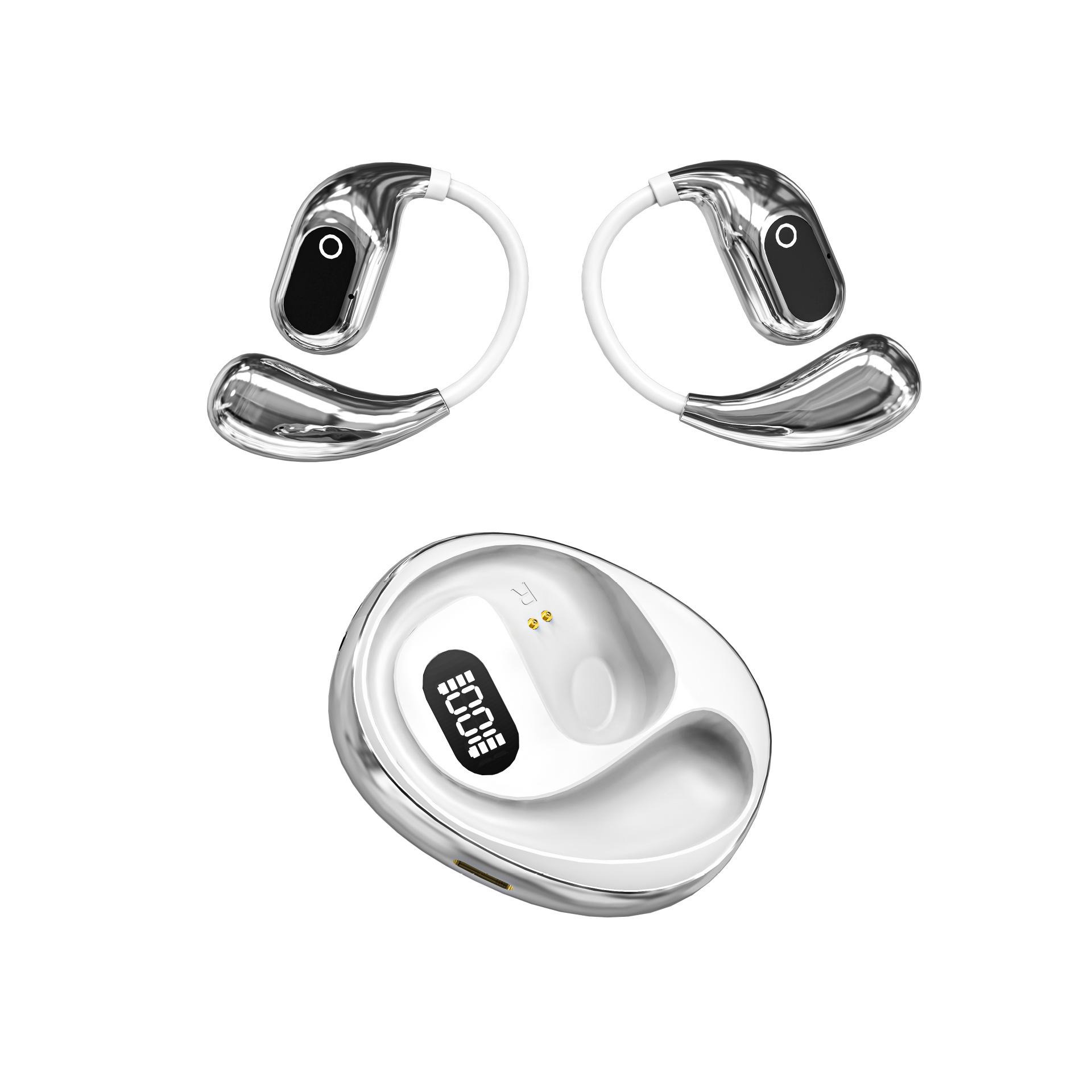 Neue Knochenleitungs-Bluetooth-Kopfhörer Kabellos Ultra-lange Akkulaufzeit Ohrfrei Ohr Sport Lärmunterdrückende Kopfhörer weiß