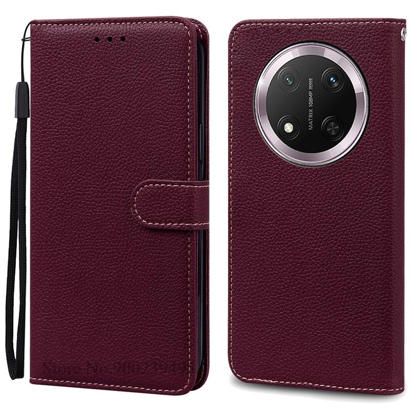 Für Honor Magic 7 Lite Hülle Brieftasche Leder Klapphülle Für Honor Magic7 Lite 5G Hülle Handy Coque Für Honor Magic 7 Lite Hülle Etui Honor Magic 7 Lite wein rot