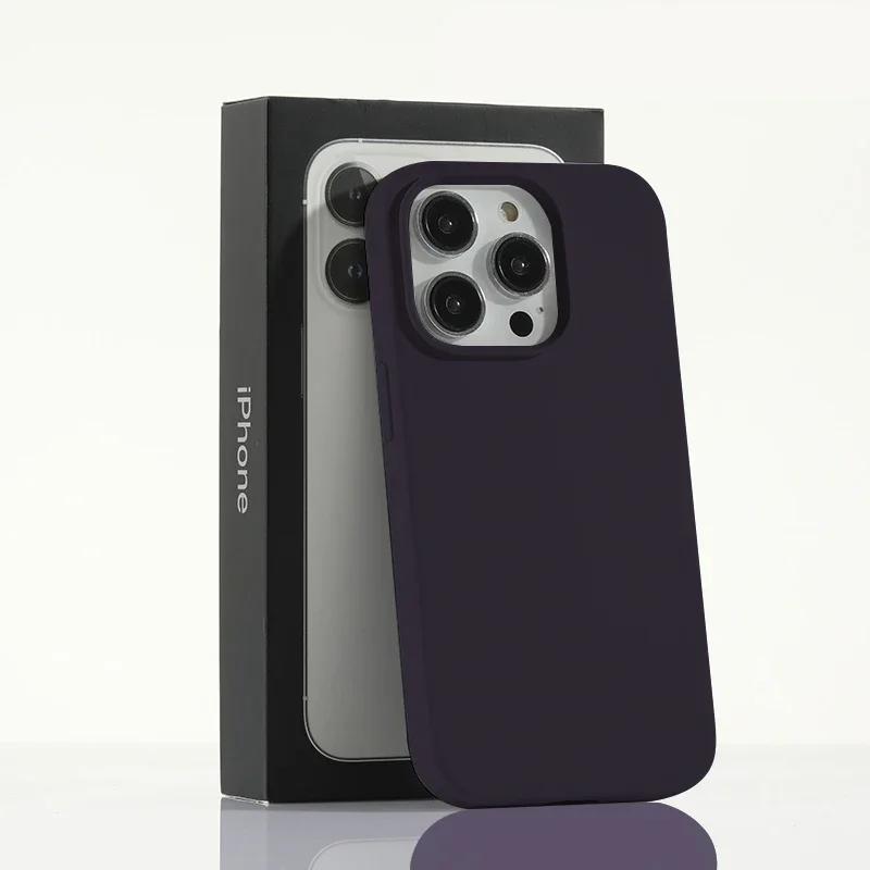 Luxuriöse Flüssigsilikonhülle für Apple iPhone 16 15 Pro Max Candy Color Vollständige Schutzhülle für iPhone 14 13 12 11 Pro Max XR X XSMax iPhone 16 Pro Max dunkelviolette