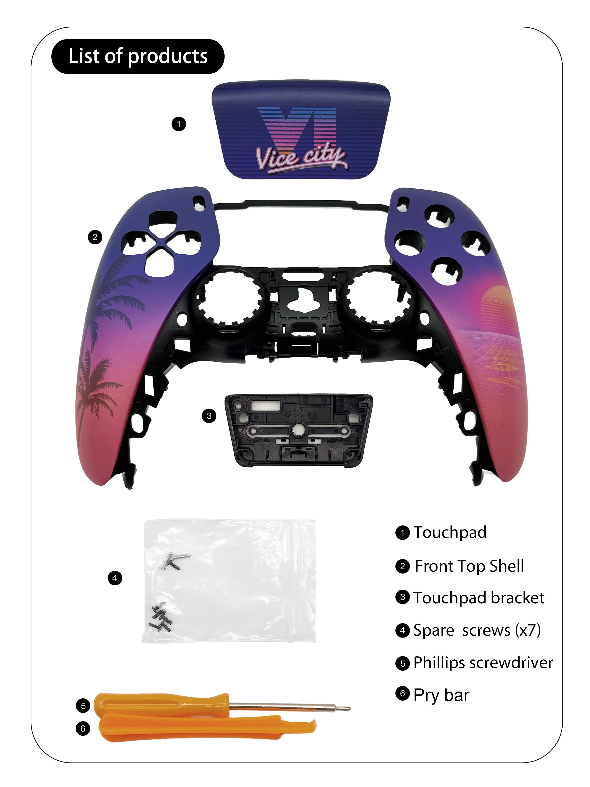 Sunset City PS5 Controller Schale Frontplatte Abdeckung mit Touchpad für DualSense Controller, Ersatz für BDM-010 bis BDM-060 black