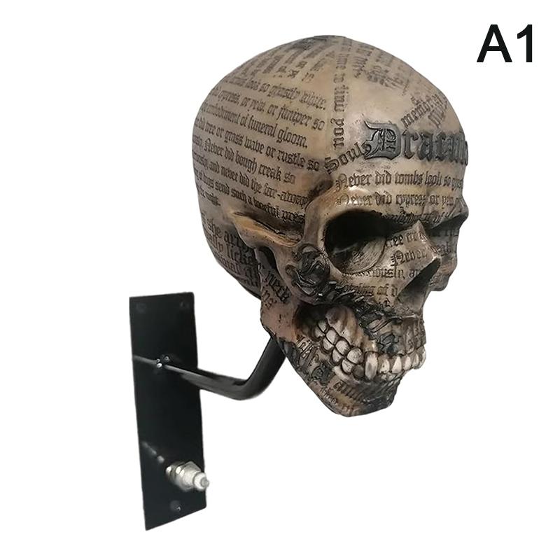 Totenkopfhalter für Motorradhelme, Helm-Aufbewahrungsregal, Wandhalterung, Hutständer aus Harz für Mäntel, Mützen, Baseballs und Rugby-Helme