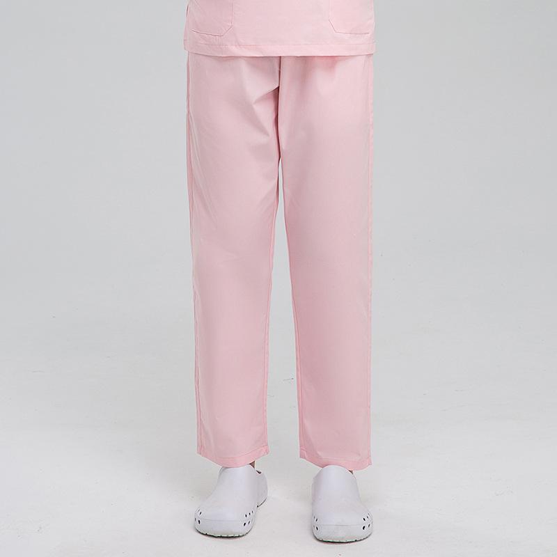 Unisex-Peelinghose mit elastischem Bund und Kordelzug und drei Taschen, Krankenschwester, Kosmetikerin, Labor, Scrubs, Pet Shop, Arbeitskleidung L hellrosa