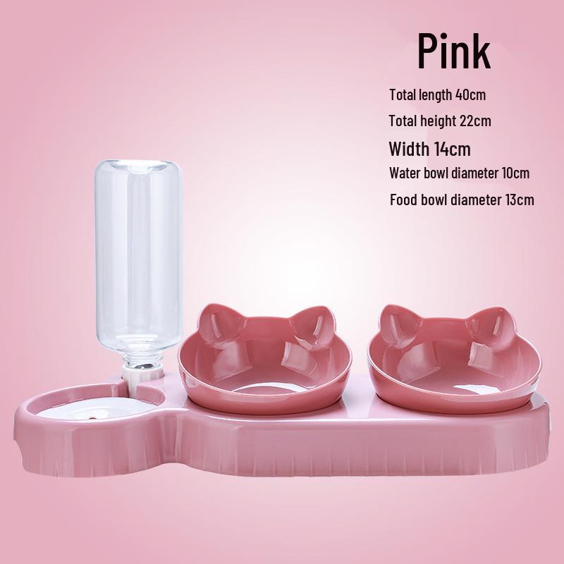 Doppelter Katzenfutter- und Wassernapf mit Überlaufschutz zur Schonung der Halswirbelsäule - Haustierbedarf