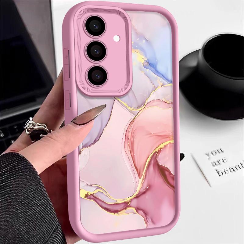 Bunte Marmorschale für Samsung S25 S24 S22 Ultra Plus S23 S21 S20 FE A56 A36 A55 A15 A14 A35 A54 A53 Stoßfeste Schutzhülle aus Silikon Samsung S23 Plus rosa