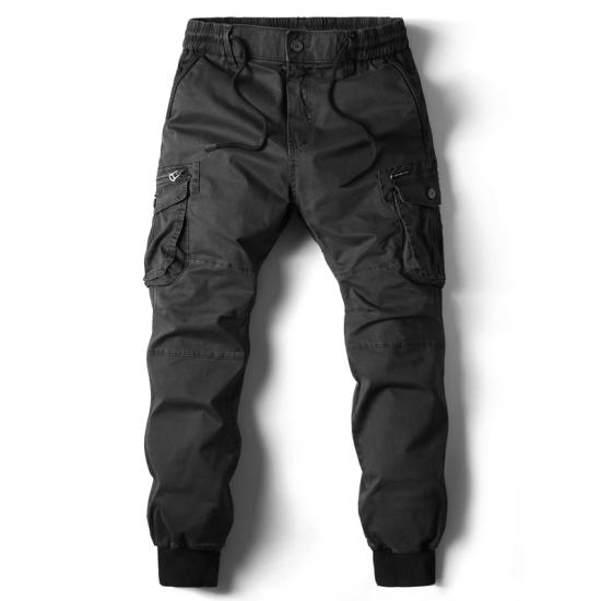 Cargo Hosen Männer Jogging Casual Hosen Baumwolle Volle Länge Military Herren Streetwear Herren Arbeit Taktische Hosen Plus Größe 30 schwarz