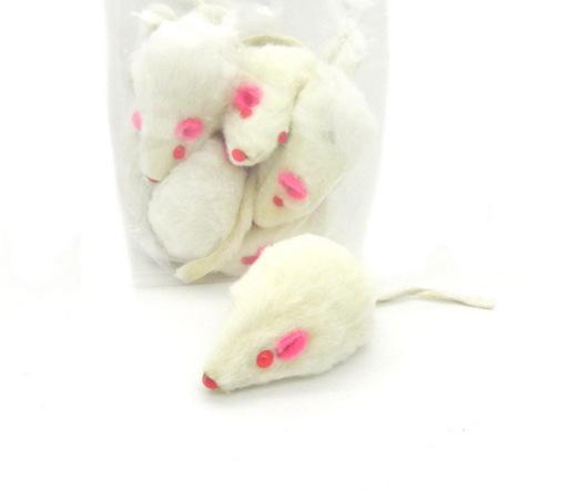 Haustier-Katzen-Spielzeug, Echtfell-Maus, kurzes Haar, Echthaar-Maus mit Sound, Spielzeug, Sound für Kätzchen, Katzenspielzeug, Haustierprodukte white