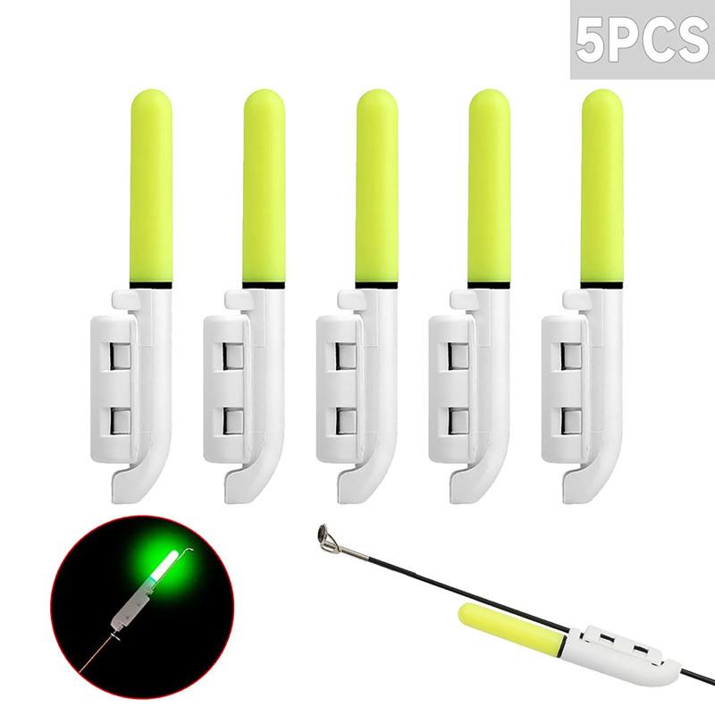5 stücke Led Glow Lampe Wasserdicht Leucht Glow Sticks Mit Schnalle Nacht Angeln Biss Alarm Für Meer Angelrute grün
