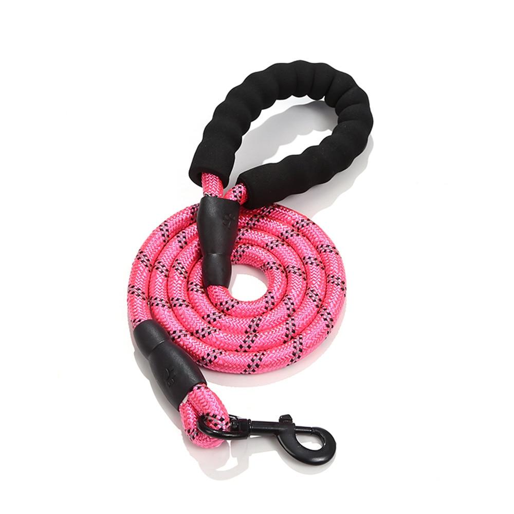 Starke Hundeleine Haustierleinen Reflektierende Leine für große kleine mittelgroße Hundeleine Drag Pull Tow Golden Retriever 2m rosa