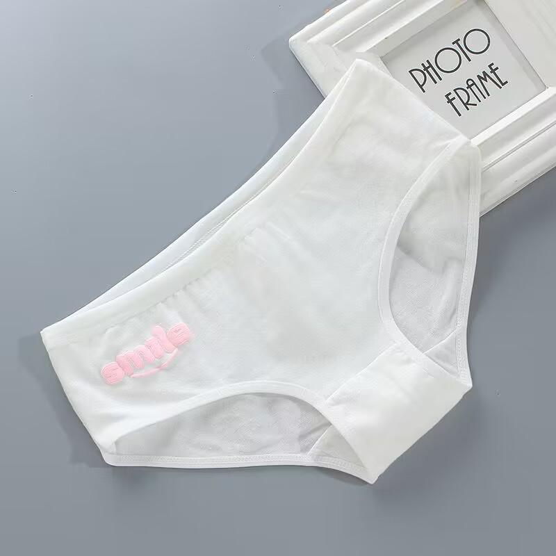 Teenager-Slips, Mädchen-Unterwäsche, Baumwoll-Slips, Sport-Buchstaben, atmungsaktive Slips, Schüler 8–12–14 Jahre one size weiß