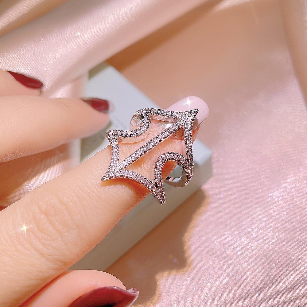 Koreanische Version des personalisierten hohlen Mikro-Nlaid Liebesrings Diät Fingerring Ins Trendring Handdekoration No. 10 gray