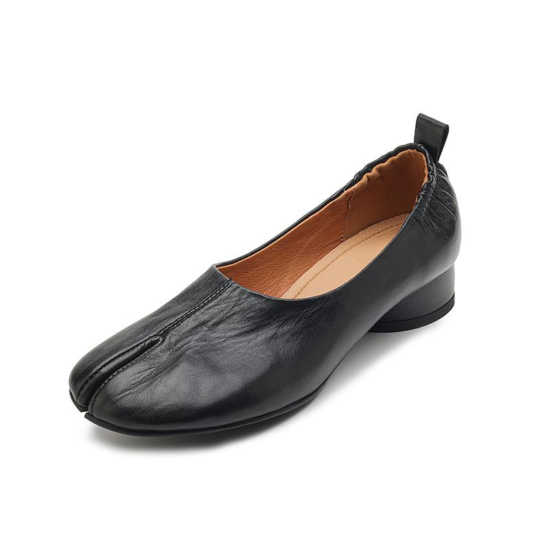 2024 Frühling Herbst Cosplay Wohnungen Tabi Split Toe Schuhe Frauen Einzelnen Schuhe Faul Slip auf Design Schuhe Leder Schuhe Dame loafers 34 schwarz