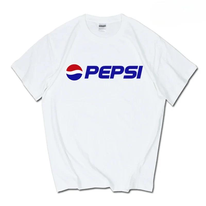 2025 Sommer Neue Trendmarke INS Pepsi Cola Gemeinsames T-Shirt Sprite Coca-Cola Herren und Damen Locker Baumwolle Paare Kurze Ärmel S blue
