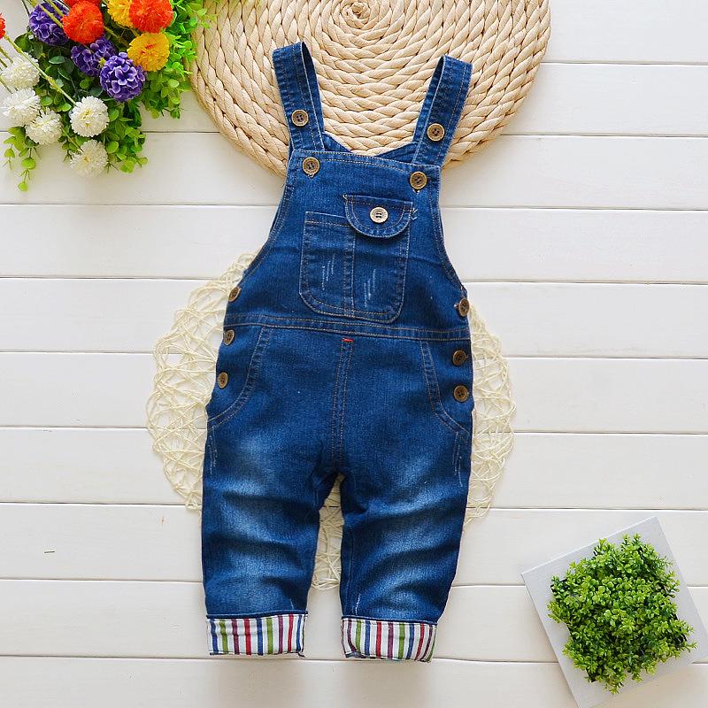 Kindermode Baby Jungen Mädchen Kleidung Denim Baumwolle Jeans Overalls Strampler Freizeithosen 100 dunkelblaue