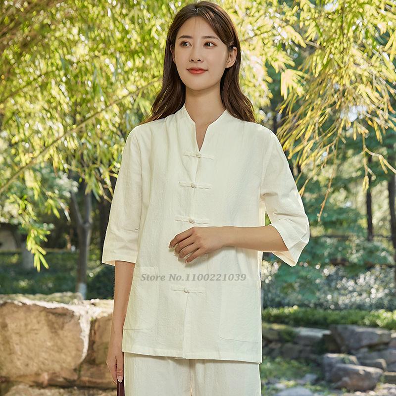 Chinesische Kung Fu Tai Chi Kleidung Kampfsport Wushu Uniform Baumwolle Oberteile+Hosen Set Tai Chi Yoga Sport Übungsanzug 6XL beige