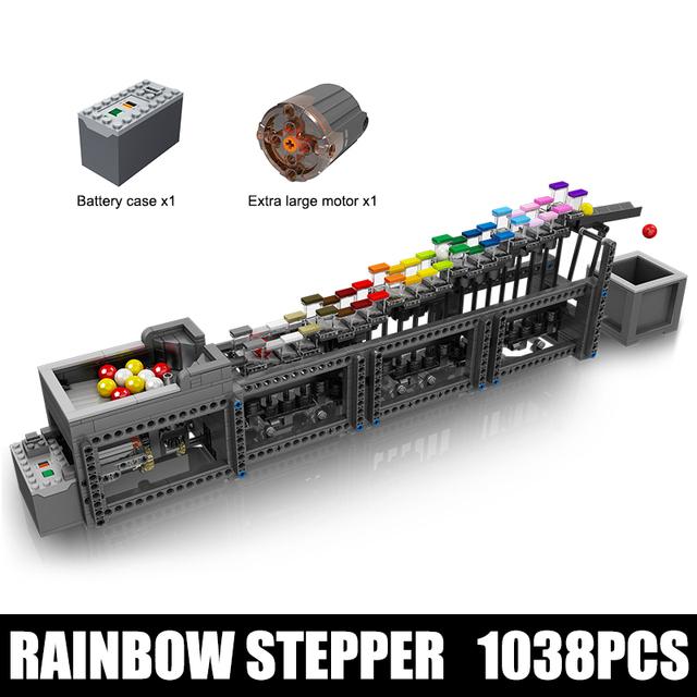 MOULD KING Kreatives Lernspielzeug Das motorisierte Regenbogen-Stepper-Modell Bausteine Jungen Montageziegel Kindergeschenke