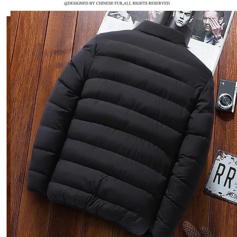 Winteroberbekleidung für Herren, winddicht, wattierter Mantel für Herren, Stehkragen, leichte Baumwolljacke, Reißverschluss, dicke, warme, widerstandsfähige Jacke für Herren M schwarz