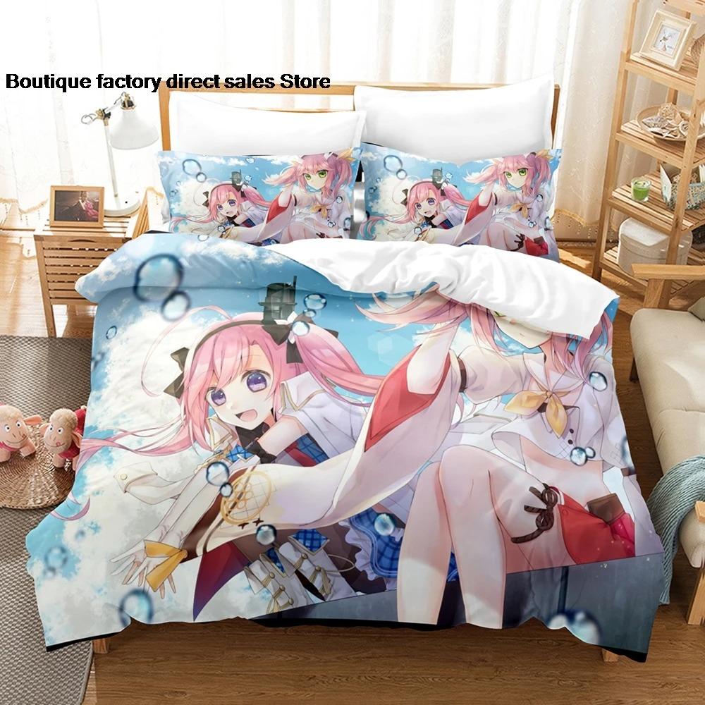Anime - Azur Lane Bettwäsche-Set, Einzelbett, Doppelbett, Queensize-Bett, Kingsize-Bett, Bettbezug-Set für Erwachsene und Kinder, Bettlaken-Set 2–3 70x133cm 2pcs