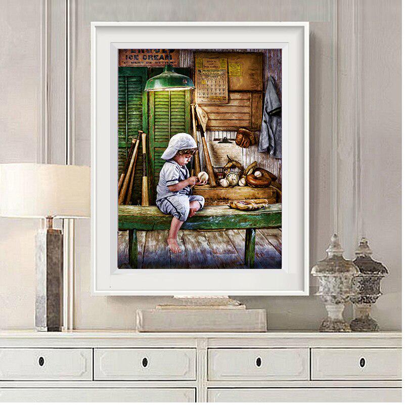 Diamond Painting Baseball Junge 5D DIY Handarbeit Stickerei Kreuzstich Strass 20X30CM