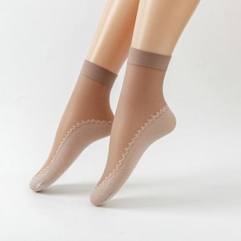 Damen Socken Baumwollsohle Strümpfe Frühling und Sommer Mid-Tube Kurze Socken Feuchtigkeitstransport Schweiß Nicht-rutsch Socken One Size(1 pair) kaffeebraun