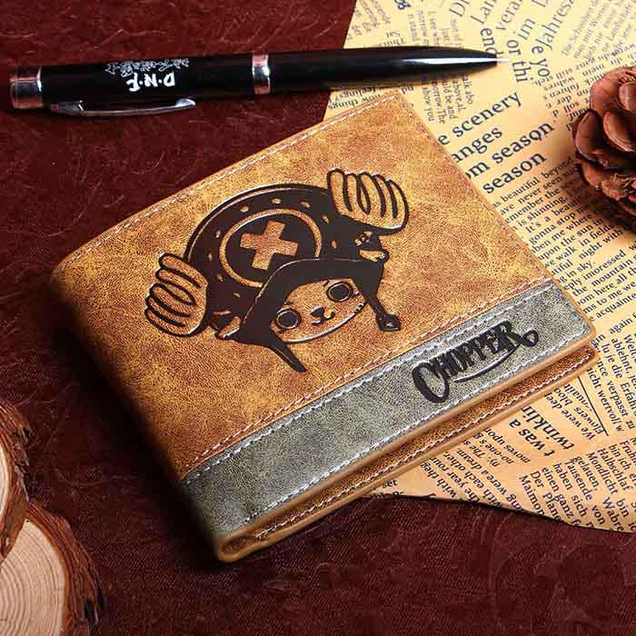 Cartoon Anime Student Geldbörse One Piece Chopper Cool Brown Brieftasche PU Geldbörsen Casual Leder Geldbörsen