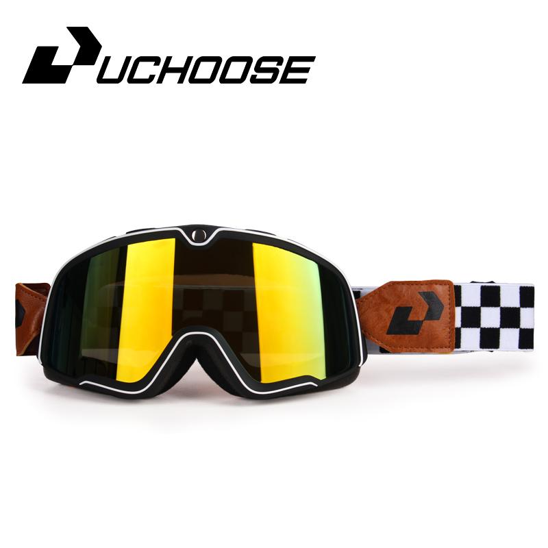 Retro Motorrad Brille Ski Brille Sonnenbrille ATV Brille Nicht-slip Gürtel Anti-Uv Cafe Racer Chopper Radfahren Racing Kostenloser versand