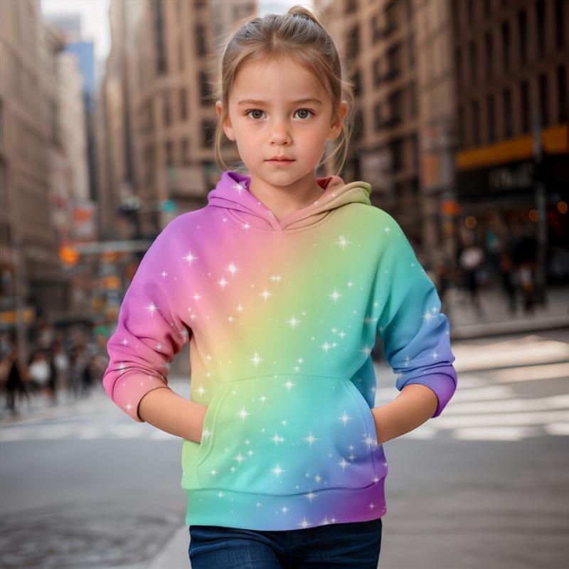 Mädchenkleidung Regenbogen Freunde Bedruckte Hoodies Herbst Kinderkleidung Langarm Mode Tops Kinderkleidung Kind Jungen Kleidung 140CM