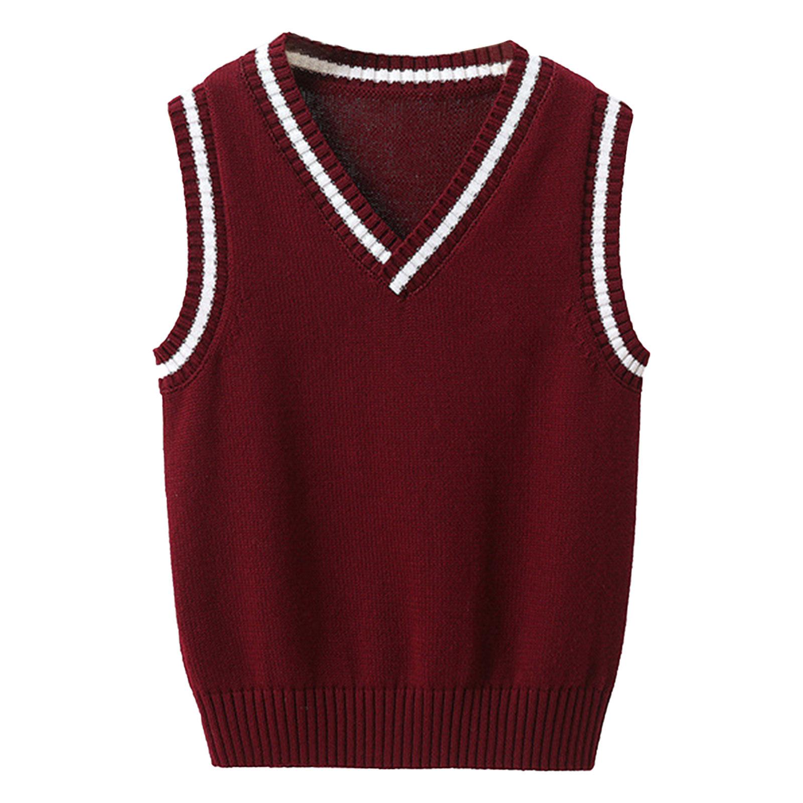 Schuluniform, ärmellos, V-Ausschnitt, Weste, Pullover, Weste für Kinder, Unisex, Freizeitkleidung 5-6 Years bordeaux