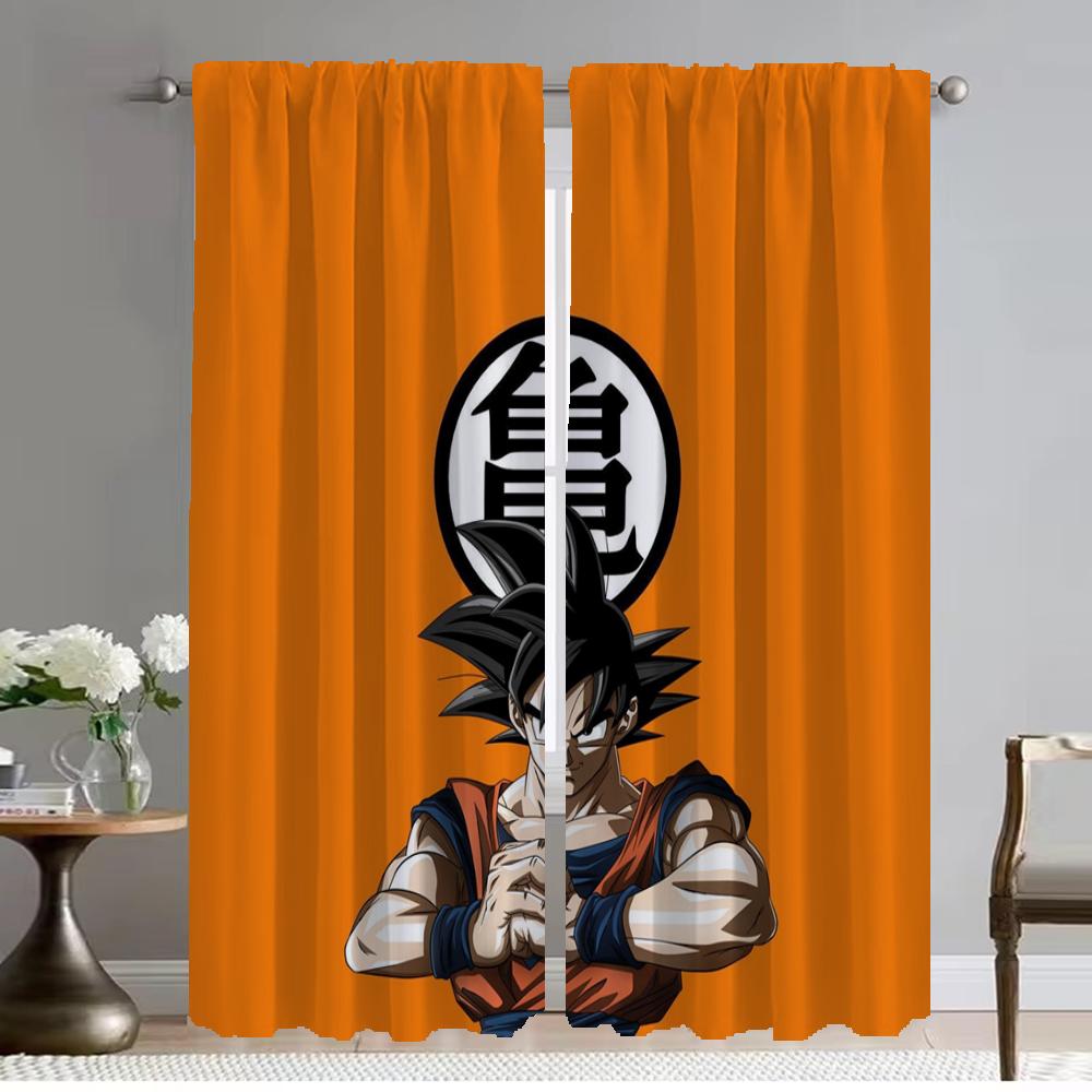 Tüll für Schlafzimmer Dragon Ball Küchenvorhänge 2 Stück Elegante Raumvorhänge Fenster Vorhang Halloween Dekoration Jalousien Wohnzimmer W86xH137cmx2pcs-CL