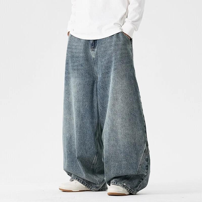 Streetwear Herren Weite Jeans Harajuku Baggy Jeans Herren Lässig Übergroße Jeanshosen Herren Mode Große Größe 4XL dunkelblaue