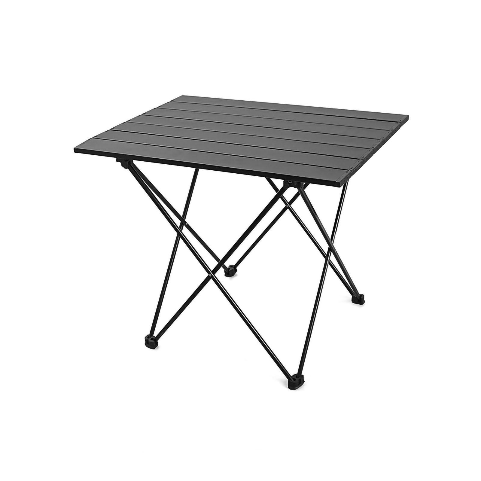 Outdoor Camping Tragbarer Klapptisch Aluminiumlegierung Camping BBQ Straßenstand Beistelltisch Schwarz M