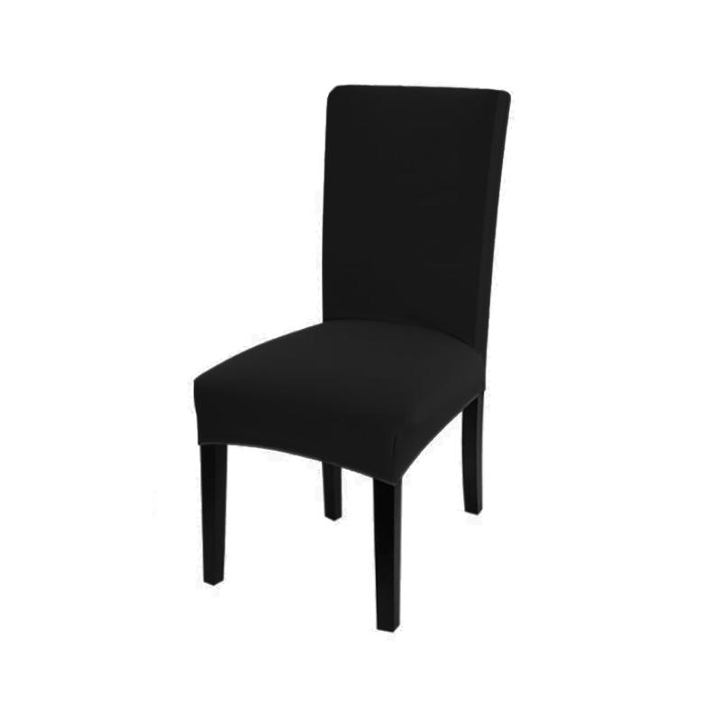 Einfarbiger Stuhlbezug, Spandex-Stretch-Schonbezüge, Stuhlhussen für Küche, Esszimmer, Küche, Hochzeitsbankett schwarz