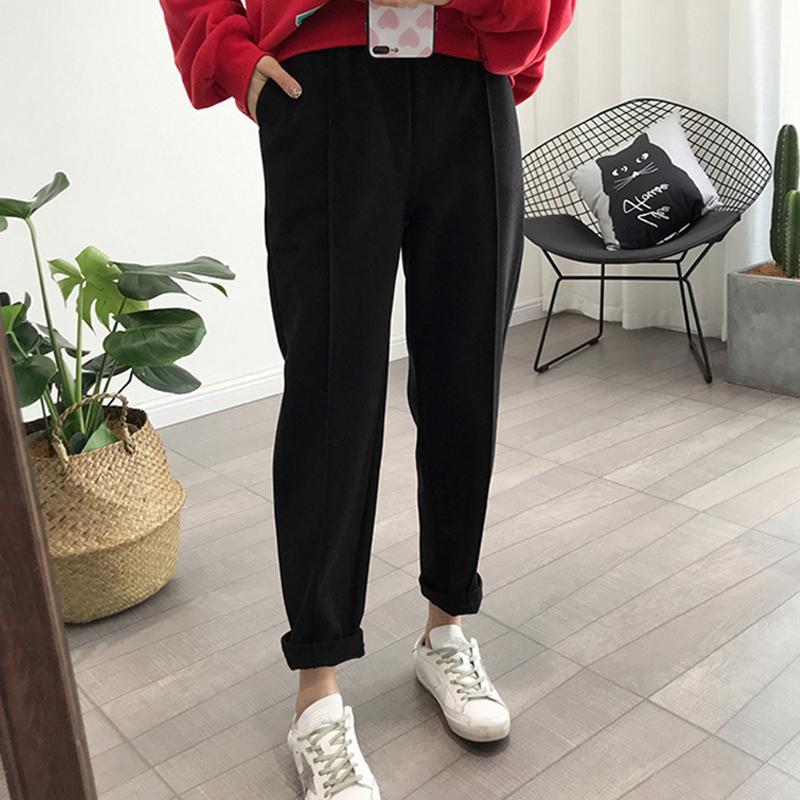 Herbst Winter Verdicken Frauen Bleistift Hosen Wolle Hosen Weibliche Harem Hosen Hohe Taille Lose Weiche Plus Größe Frauen Hosen Capris 6648 XXL schwarz