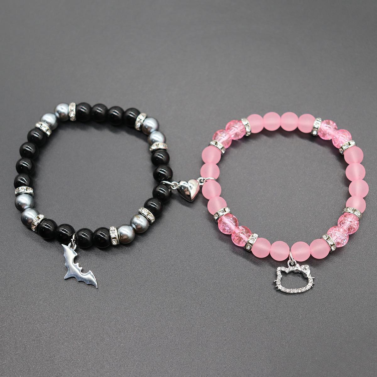 Fledermaus Hallo Katze Spinne Freundschaftsarmbänder Passende Armbänder für Paare Beste Freunde Bff Partnerarmband Schmuck Geschenke für Frauen gray