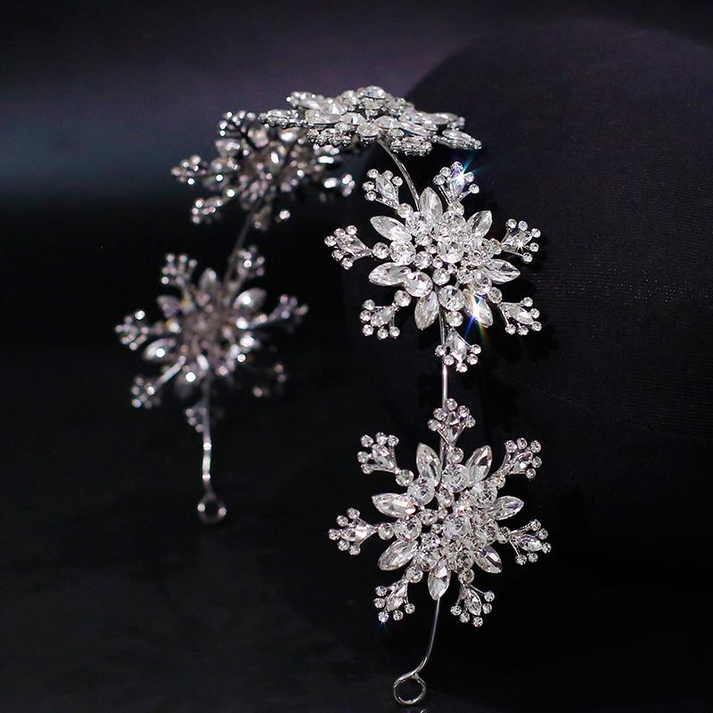 Eleganter Braut-Hochzeitsschmuck Glänzender Haarreif Süße Schneeflocke Koreanischer Stil Hochzeitskleid Hauptstil Kopfschmuck-Accessoires black