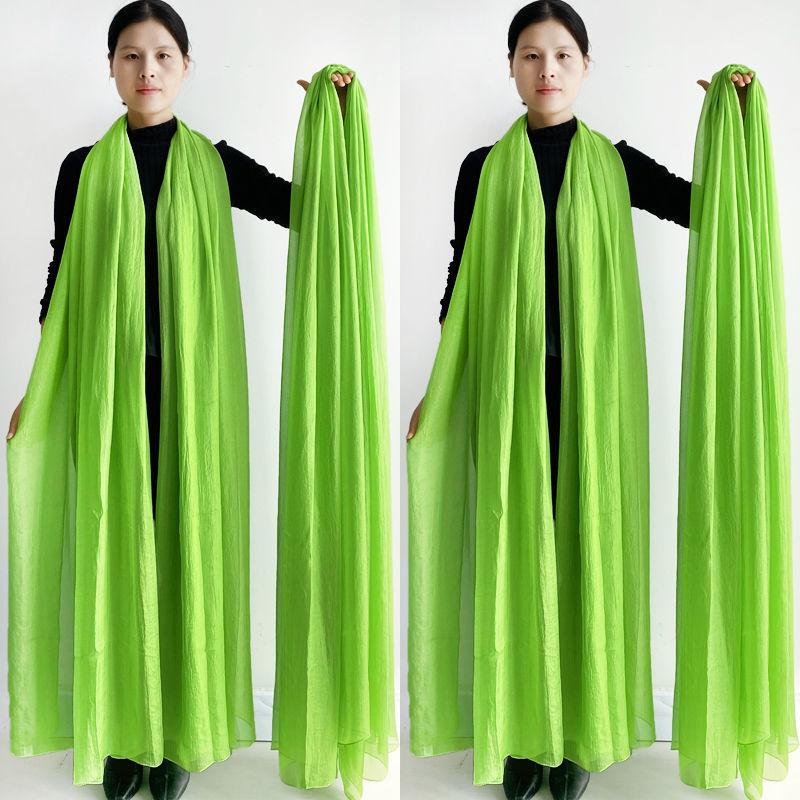 Extra großer Schal, einfarbiger Schal, Damenmode-Schal, Chiffon-Tanzschal, Sonnenschutz, Strandtuch, max. Größe ist 3*1,5m (±5-10cm Fehler) L: 3M * W: 1.5M grasgrüne