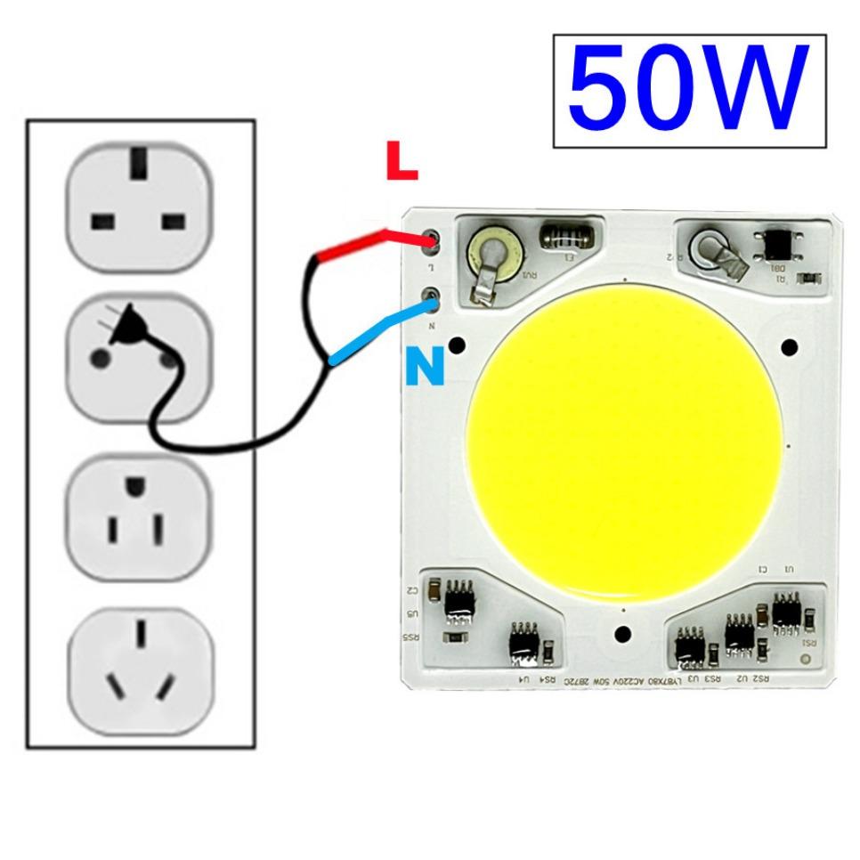 LED COB Chip 30W 50W AC 220V Smart IC Keine Notwendigkeit Treiber Lampe Perlen LED Birne Lampe für Flutlicht Scheinwerfer Beleuchtung Hohe helligkeit 220V 50W warm weiße