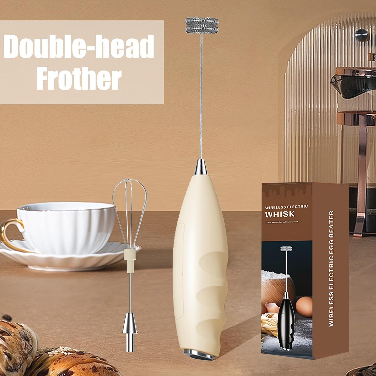 Multifunktionaler Akku-ähnlicher Elektrischer Handmixer mit 304 Turbo-Funktion & Ergonomischem Griff - Tragbarer Elektrischer Schneebesen, Milchaufschäumer 2pcs beige