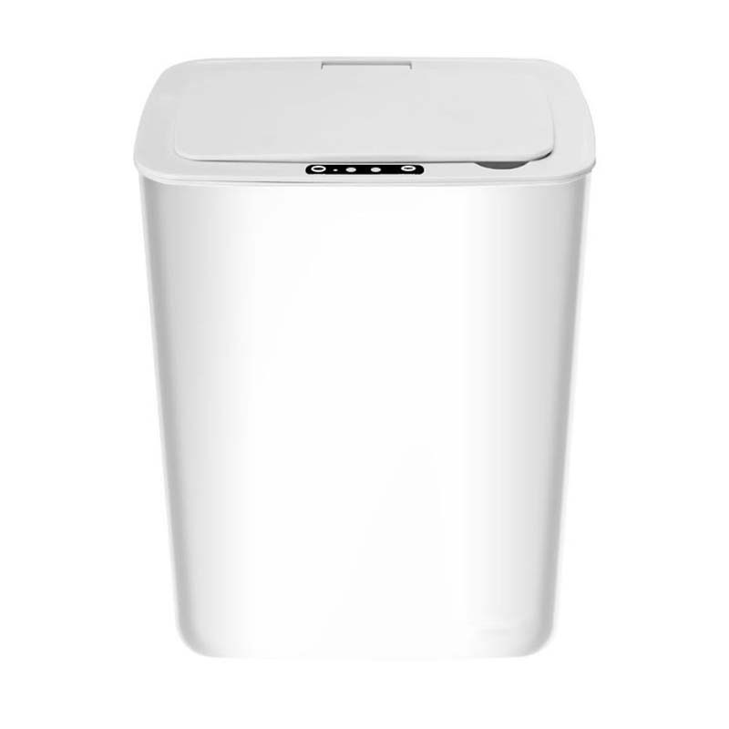 Automatischer intelligenter Induktions-Mülleimer, Haushalts-Smart-Sensor-Mülleimer, Küche, Badezimmer, wasserdichte Mülleimer mit Deckel, elektrischer Mülleimer 14L weiß