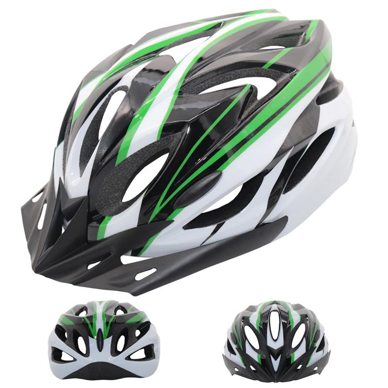 Fahrradhelm, Fahrradhelm, Komfortfutter, leicht, hohl, für Herren und Damen, verstellbar, Reitsicherheit, Kopfschutz, Fahrrad-MTB-Helm, Neu grün/schwarz