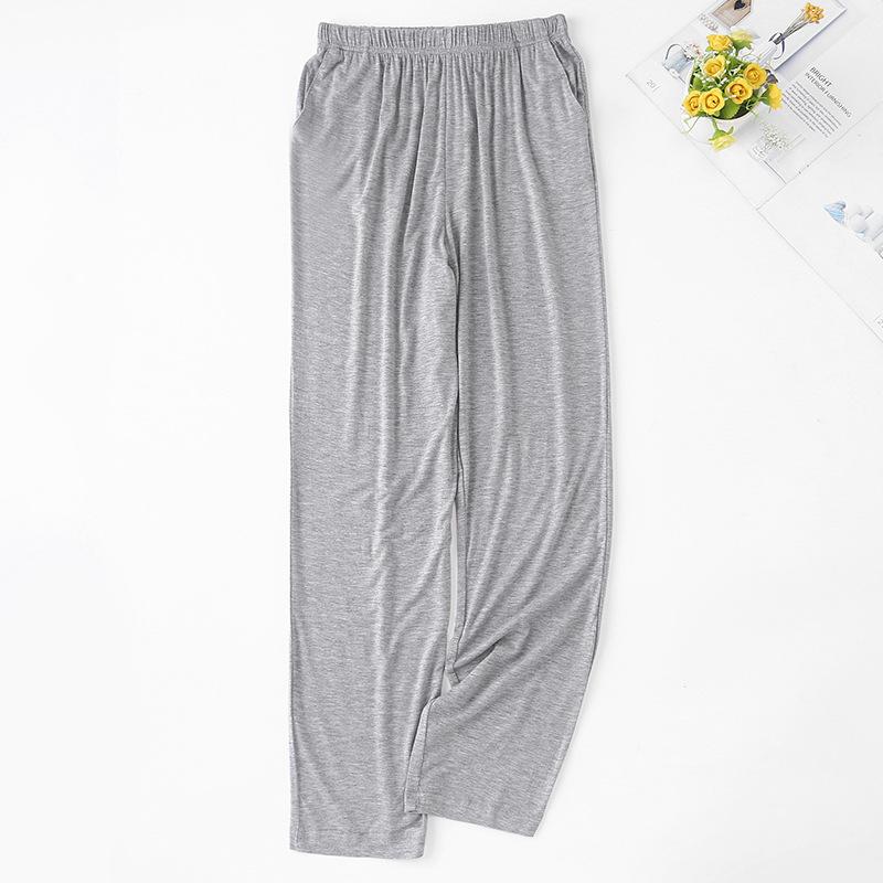 2021 neue Herren Damen Modal Schlafhose Pyjama Sommer Freizeithose Hose Weiche Hochflexible Hose mit geradem Bein Homewear Schlaf-Pyjama-Hose 6XL grau