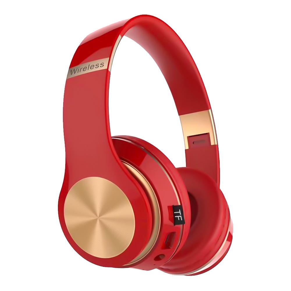Faltbare kabellose Bluetooth-Kopfhörer, 3D-Stereo-Headset, Rauschunterdrückung, Gaming-Kopfhörer mit Mikrofon rot