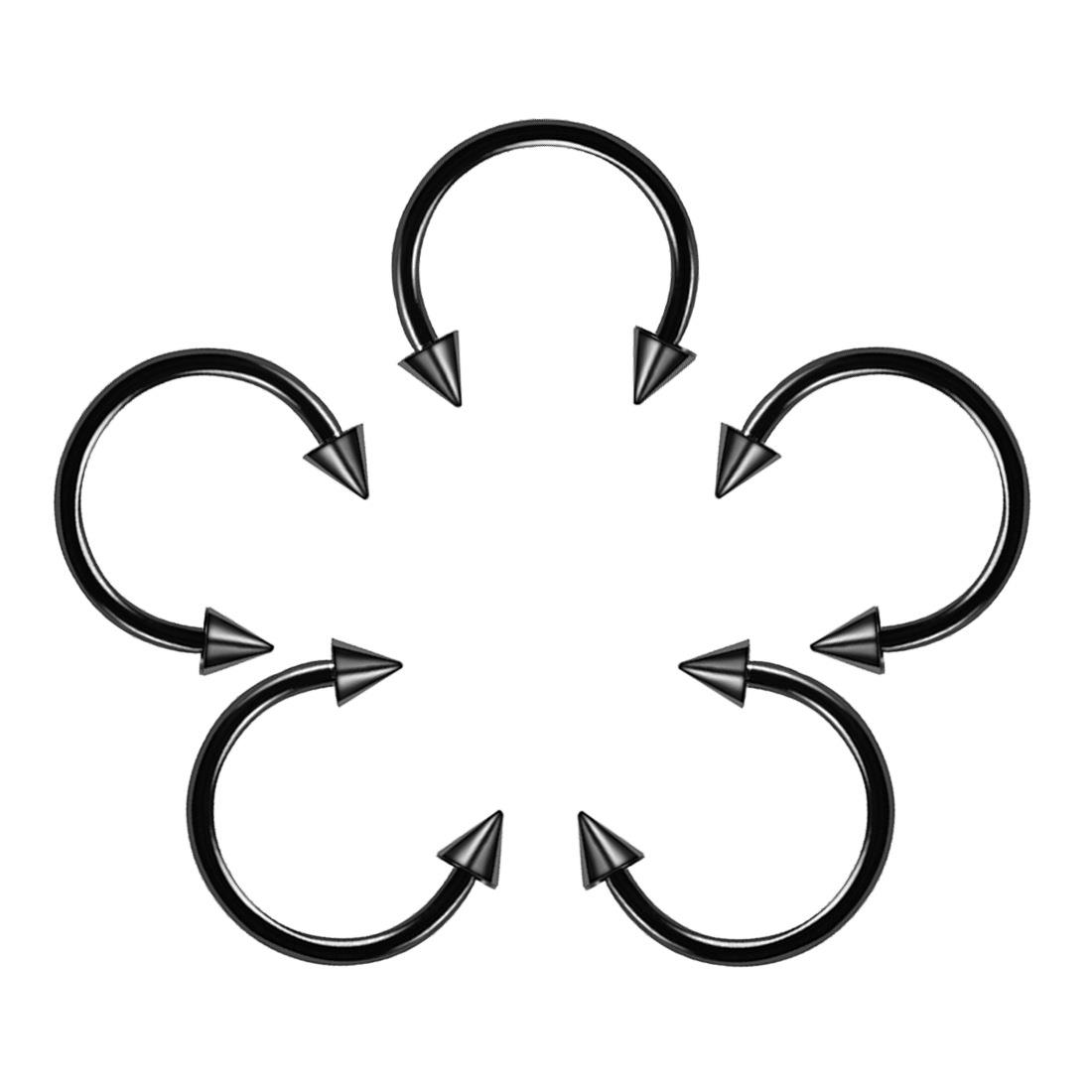 Mode Lippe Labret Ring Ohrstecker Nahtlose Piercings Chirurgenstahl Titan Stahl Tragus Knorpel Sexy Körperschmuck Septum Nase Hoop Temperament 1.2*8+3mm # Cone 03 schwarz