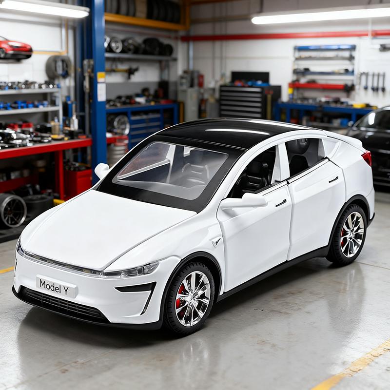Neu 1:32 Model Y Modely Legierung Auto Modell Sound und Licht Pull Back Kinderspielzeug Sammlerstücke Geburtstagsgeschenk gray
