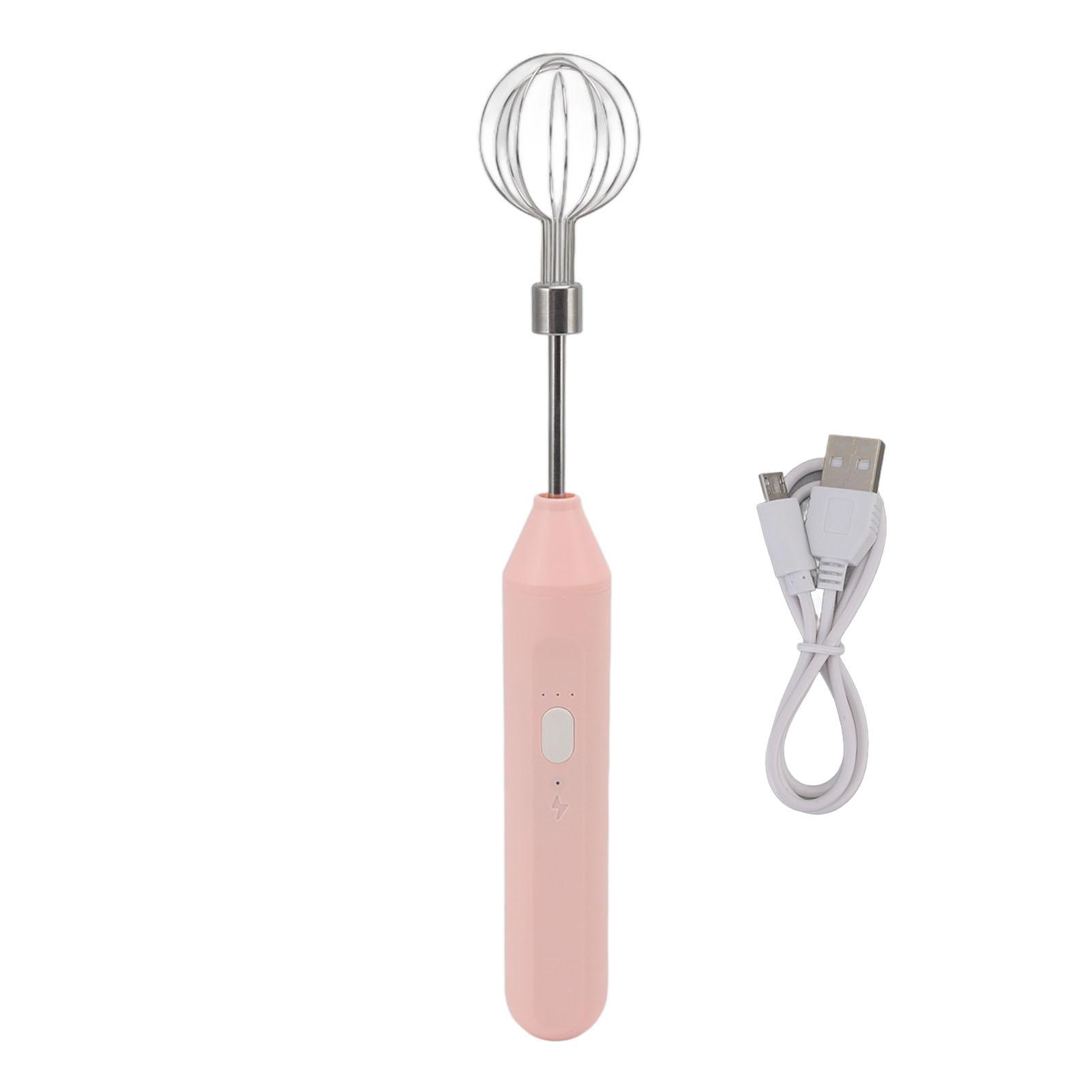Elektrischer Handmixer, drei verschiedene Geschwindigkeiten, batteriebetriebener Handmilchaufschäumer zum Backen zu Hause rosa