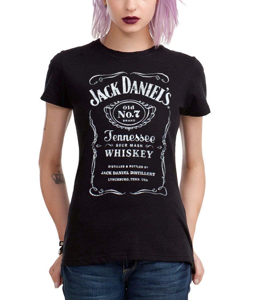 Jack Daniels Whiskey Old No. 7 Tennessee Label T-Shirt für junge Damen S black