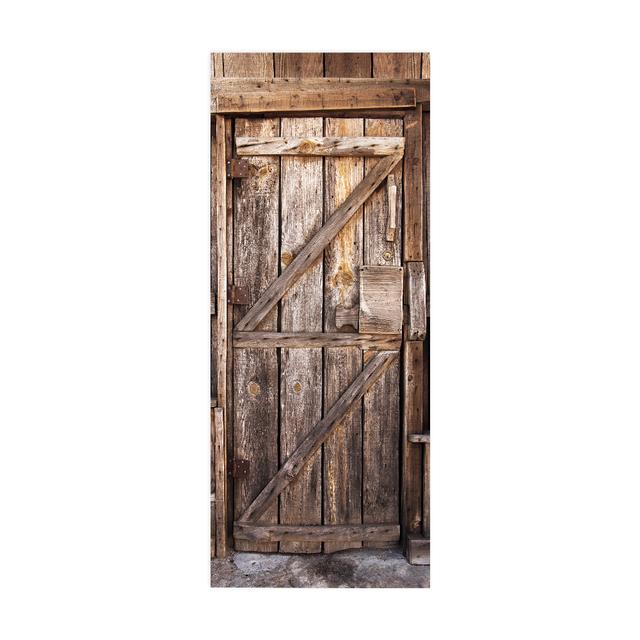 Retro Holz Tür Aufkleber Wand Kunst Wandbild 3D Vision Tapete Für Wohnzimmer DIY Wand Aufkleber PVC Vinyl Tür Poster wohnkultur 77x200cm
