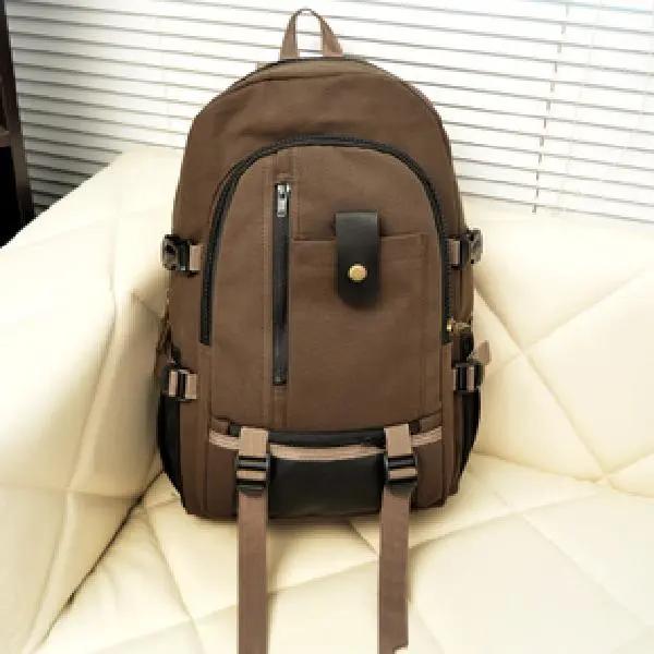 Rucksack mit großer Kapazität, Bergsteigertasche, Rucksack für Männer, Canvas, große Kapazität, High-School-Rucksäcke, Outdoor-Reisen, Campingtasche, Computertasche One Size braun