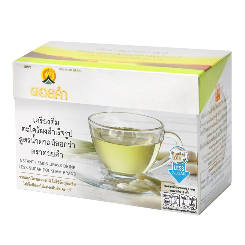 Doi Kham Instant-Zitronengras-Pulvergetränk Weniger Zucker 9 g. x 12 Beutel (1 Box) / 9 g. x 36 Beutel (3 Kartons) / 9 g. x 72 Beutel 9 g. x 12 Sachets (1 box)