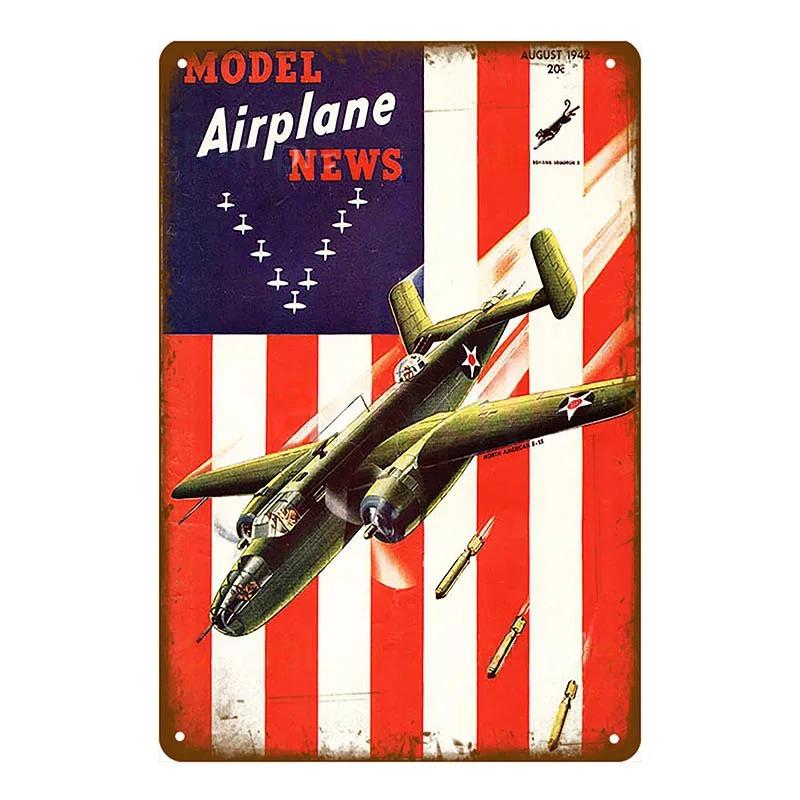 Vintage Flugzeug Metallschilder Kampfjet Flugzeug Poster Retro Flugzeug Schild Metallplakette Gemälde Wohnzimmer Heimwanddekoration 20X30CM